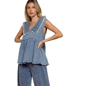 POL Denim Babydoll Top🛎️